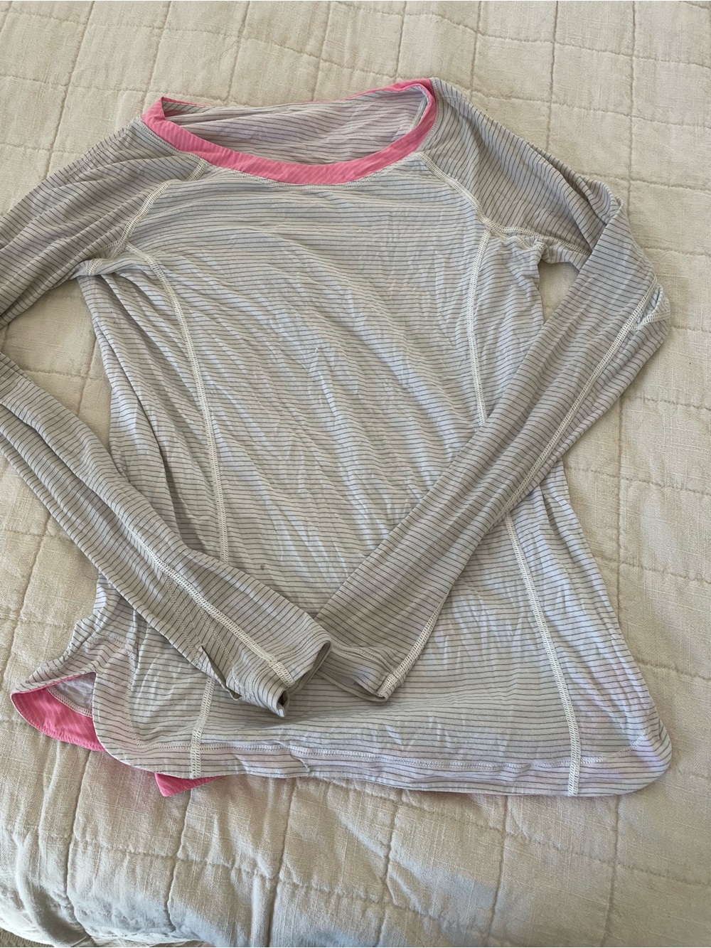 Vintage Lululemon Athletica Striped Long Sleeve Tee with Pink Trim